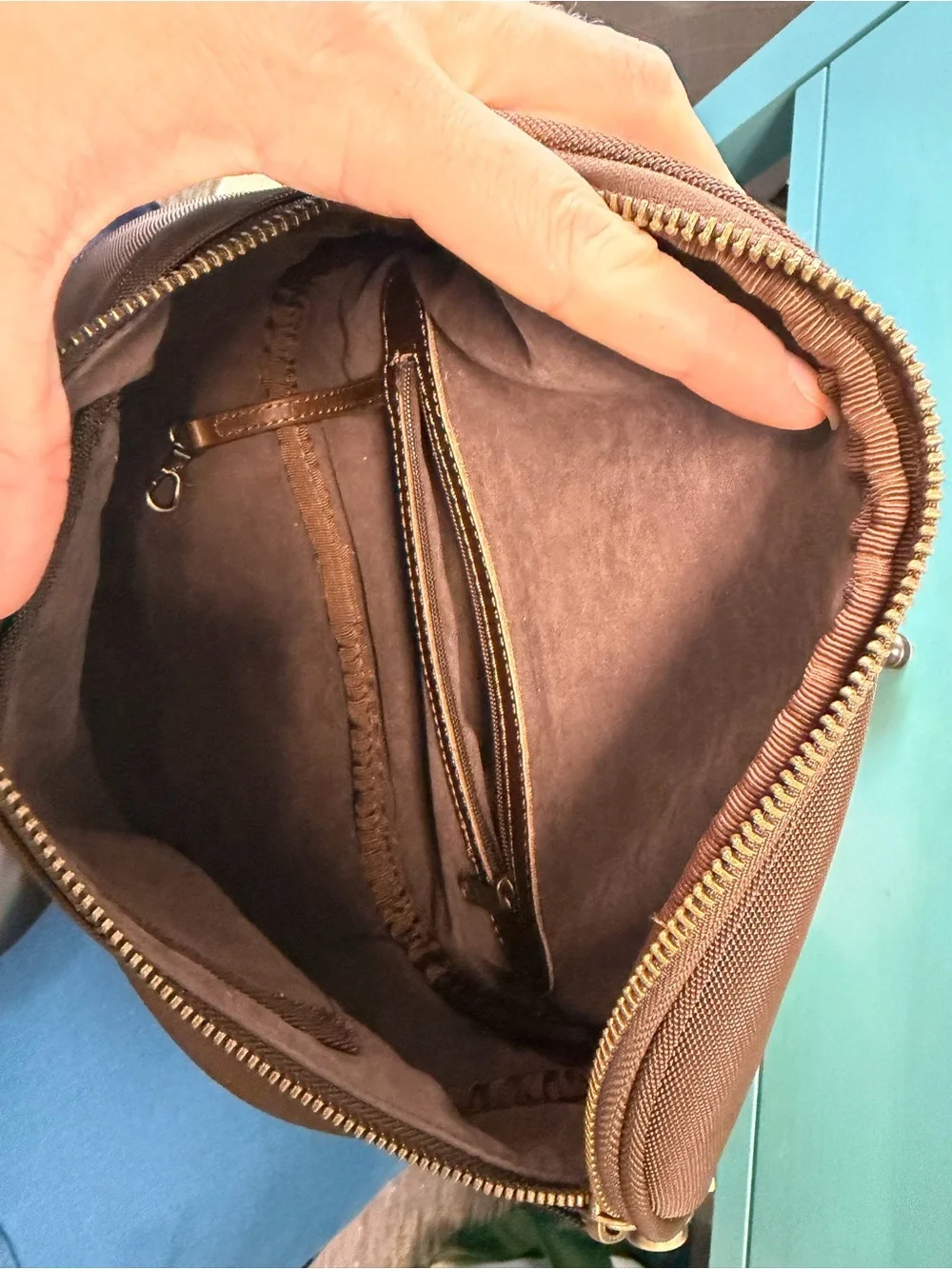 Brown Crossbody Bag with Top Zip